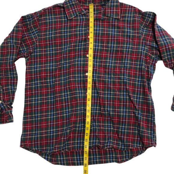 Club Room 100% Cotton Checkered Flannel Size XL Red Green Blue Long Sleeve - Picture 13 of 15